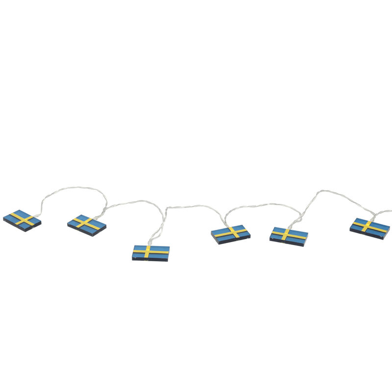 LED lyskæde m. 10 svenske flag LED lyskæde m. 10 svenske flag