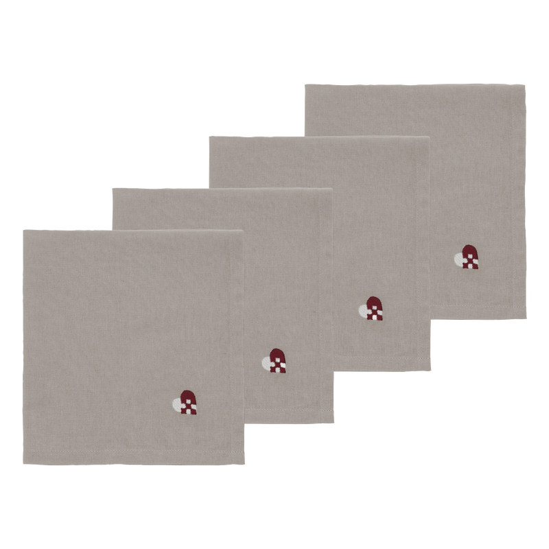 Christmas Hearts Embroidery T&oslash;yservietter 4 stk.