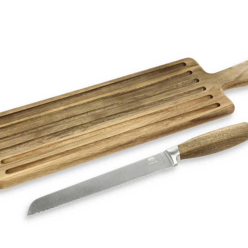 Skjærebrett med brødkniv