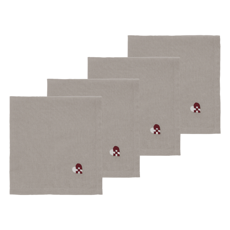 Christmas Hearts Embroidery Napkins 4 pcs Christmas Hearts Embroidery Napkins 4 pcs