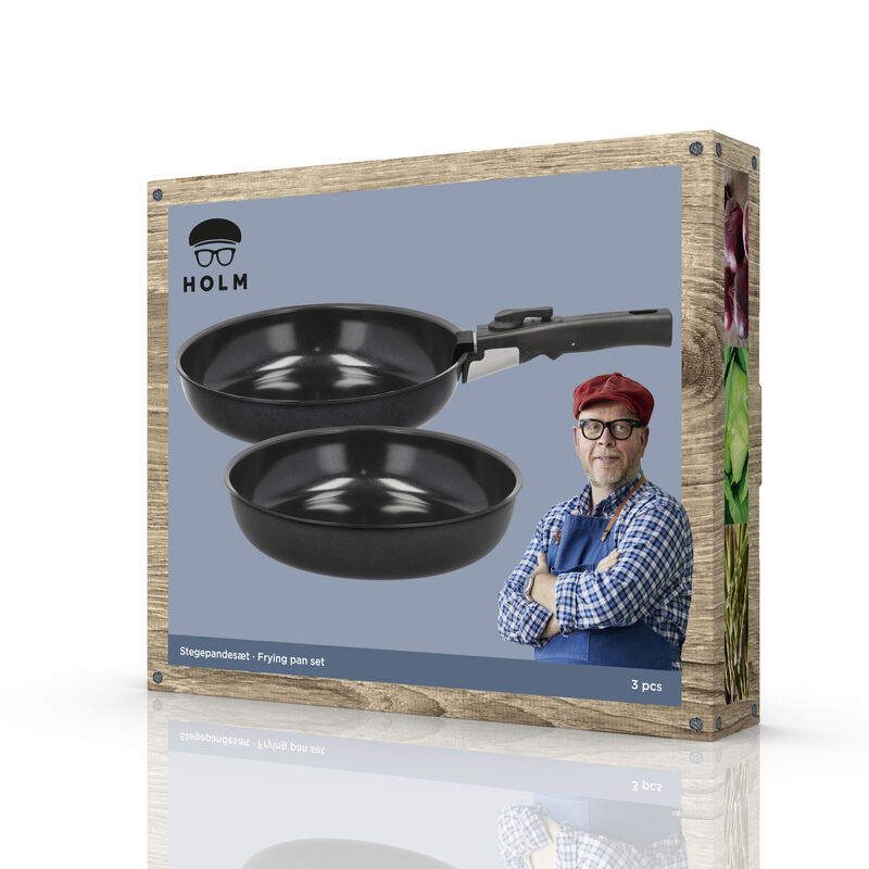 Stekpanneset avtagbart handtag