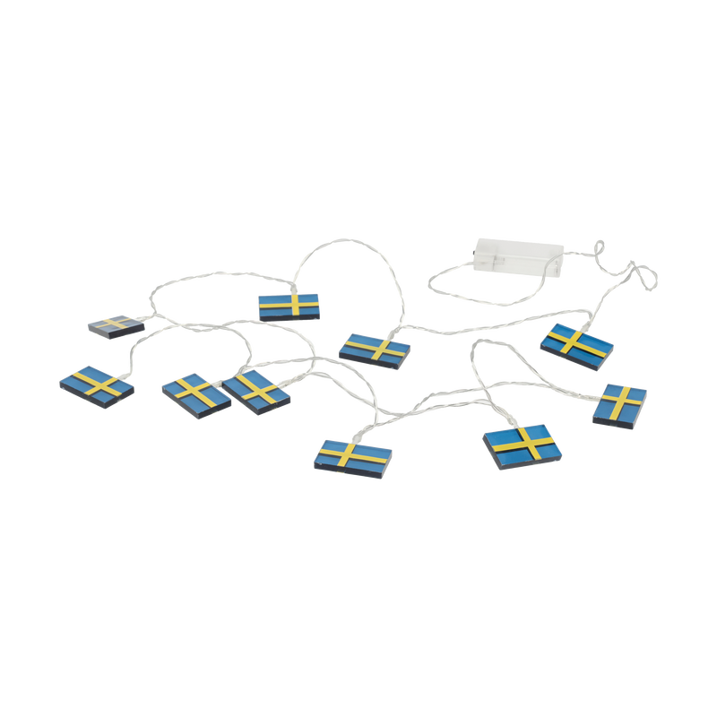 LED lyskæde m. 10 svenske flag LED lyskæde m. 10 svenske flag