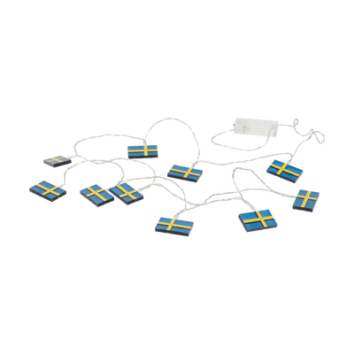 LED lysk&aelig;de m. 10 svenske flag