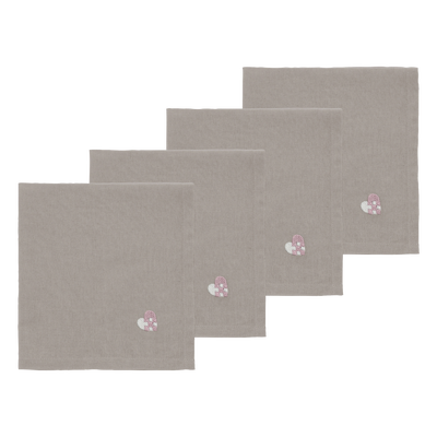 Christmas Hearts Embroidery Napkins 4 pcs