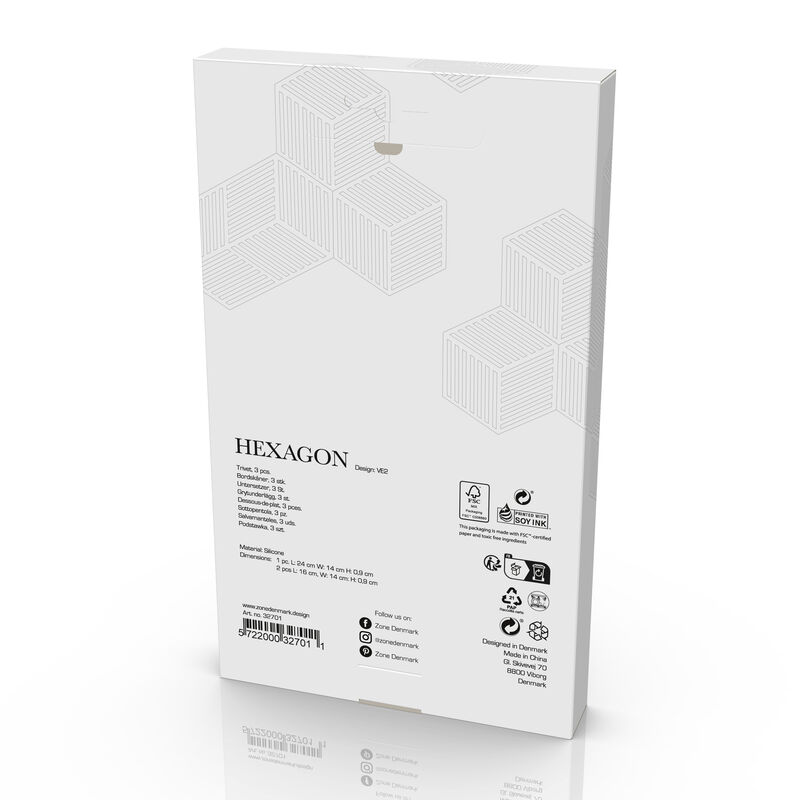 Hexagon Dessous-de-plat 3 pces