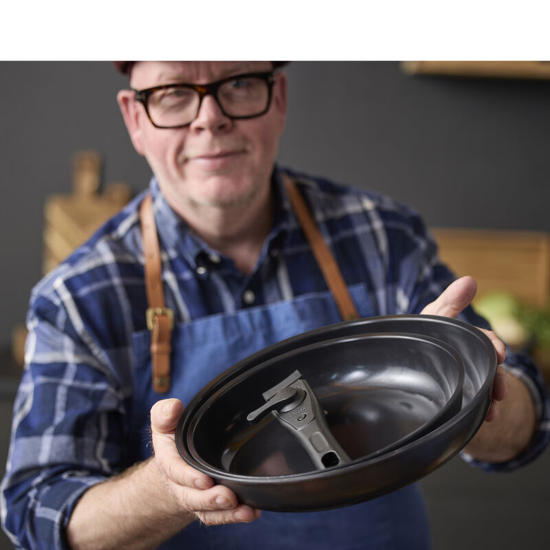 Stekpanneset avtagbart handtag