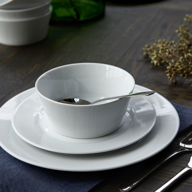 Eventail Tallerken, flat med fane