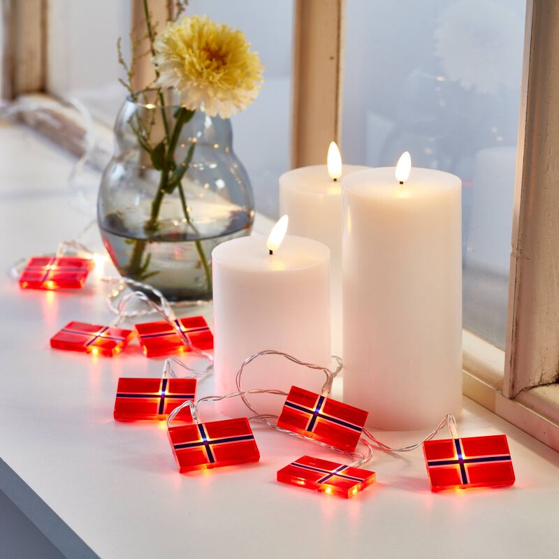 LED lyskæde m. 10 norske flag LED lyskæde m. 10 norske flag