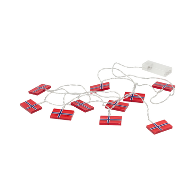 LED lysk&aelig;de m. 10 norske flag