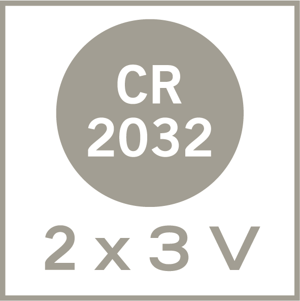 Använder 2x3V CR2032 batterier