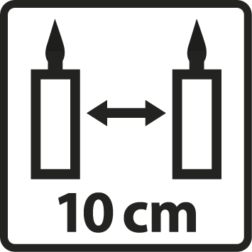 Min. 10 cm mellem lysene