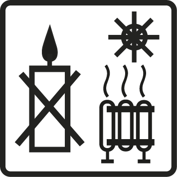 Må ikke plasseres i nærheten av en varmekilde